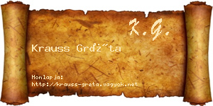 Krauss Gréta névjegykártya